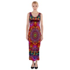 Kaleidoscope Pattern Ornament Fitted Maxi Dress