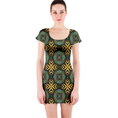 Kaleidoscope Pattern Seamless Short Sleeve Bodycon Dress