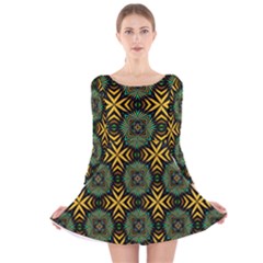 Kaleidoscope Pattern Seamless Long Sleeve Velvet Skater Dress