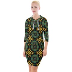 Kaleidoscope Pattern Seamless Quarter Sleeve Hood Bodycon Dress