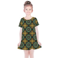 Kaleidoscope Pattern Seamless Kids  Simple Cotton Dress