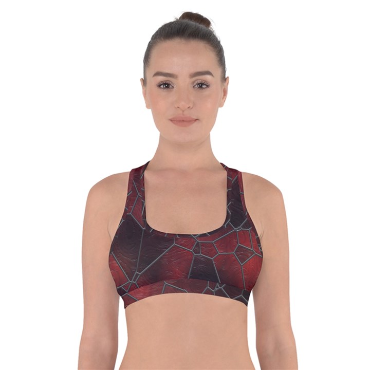 Mosaic Glass Glass Mosaic Colorful Cross Back Sports Bra