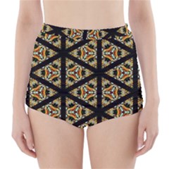 Pattern Stained Glass Triangles High-waisted Bikini Bottoms