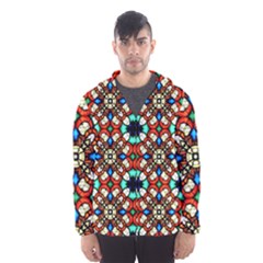 Stained Glass Pattern Texture Face Hooded Windbreaker (men) by Pakrebo