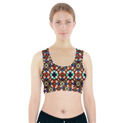 Stained Glass Pattern Texture Face Sports Bra With Pocket by Pakrebo