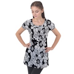 Mandala Calming Coloring Page Puff Sleeve Tunic Top by Pakrebo