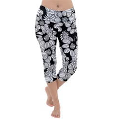 Mandala Calming Coloring Page Lightweight Velour Capri Yoga Leggings by Pakrebo