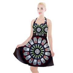 Color Light Glass Halter Party Swing Dress 