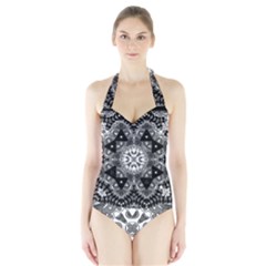 Mandala Calming Coloring Page Halter Swimsuit