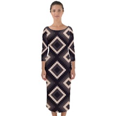 Native American Pattern Quarter Sleeve Midi Bodycon Dress by Valentinaart