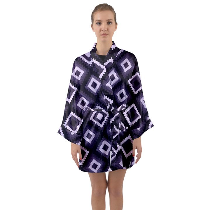 Native American Pattern Long Sleeve Kimono Robe