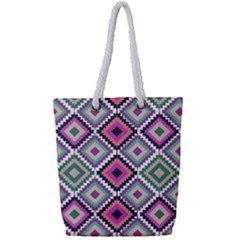Native American Pattern Full Print Rope Handle Tote (small) by Valentinaart