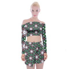 Stained Glass Pattern Church Window Off Shoulder Top With Mini Skirt Set by Pakrebo