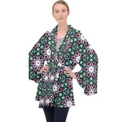 Stained Glass Pattern Church Window Velvet Kimono Robe