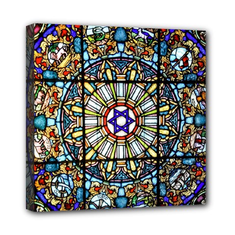 Vitrage Stained Glass Church Window Mini Canvas 8  X 8  (stretched) by Pakrebo