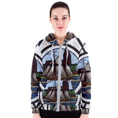 Window Image Stained Glass Women s Zipper Hoodie by Pakrebo