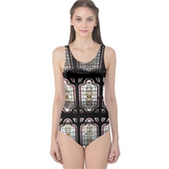 Stained Glass Window Repeat One Piece Swimsuit by Pakrebo