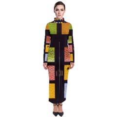 Window Stained Glass Glass Colors Turtleneck Maxi Dress by Pakrebo