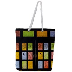 Window Stained Glass Glass Colors Full Print Rope Handle Tote (large) by Pakrebo