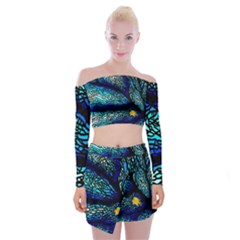 Sea Fans Diving Coral Stained Glass Off Shoulder Top With Mini Skirt Set by Pakrebo