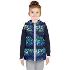 Sea Fans Diving Coral Stained Glass Kids  Hooded Puffer Vest by Pakrebo