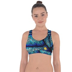 Sea Fans Diving Coral Stained Glass Cross String Back Sports Bra by Pakrebo