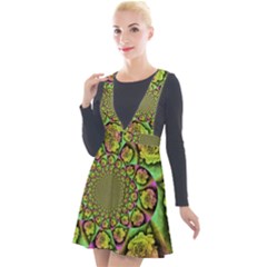 Rose Painted Kaleidoscope Colorful Plunge Pinafore Velour Dress