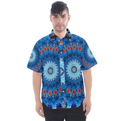 Rose Kaleidoscope Art Pattern Men s Short Sleeve Shirt