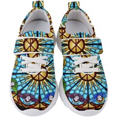 Church Window Stained Glass Church Kids  Velcro Strap Shoes by Pakrebo