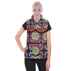 Stained Glass Window Colorful Color Women s Button Up Vest by Pakrebo