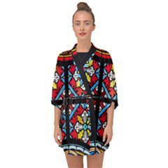 Stained Glass Window Colorful Color Half Sleeve Chiffon Kimono by Pakrebo