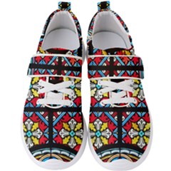 Stained Glass Window Colorful Color Men s Velcro Strap Shoes by Pakrebo