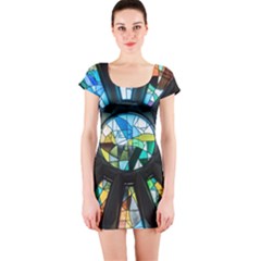 Cathedral Sagrada Família Barcelona Short Sleeve Bodycon Dress by Pakrebo