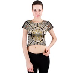 Stained Glass Window Glass Ceiling Crew Neck Crop Top by Pakrebo