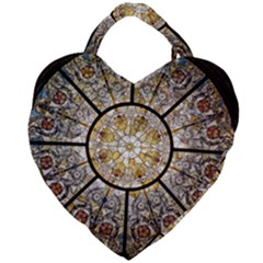 Stained Glass Window Glass Ceiling Giant Heart Shaped Tote by Pakrebo