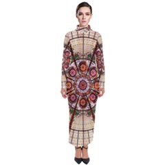 Pattern Round Abstract Geometric Turtleneck Maxi Dress by Pakrebo