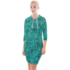 Turquoise Quarter Sleeve Hood Bodycon Dress by LalaChandra