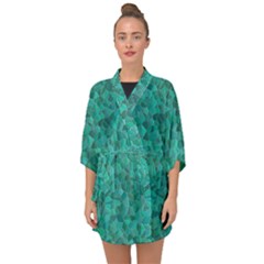 Turquoise Half Sleeve Chiffon Kimono by LalaChandra