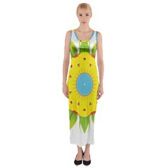 Abstract Flower Fitted Maxi Dress