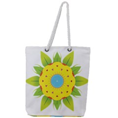 Abstract Flower Full Print Rope Handle Tote (large)