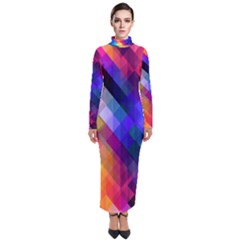 Abstract Background Colorful Turtleneck Maxi Dress