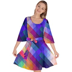 Abstract Background Colorful Velour Kimono Dress