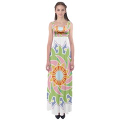 Abstract Flower Mandala Empire Waist Maxi Dress