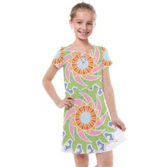 Abstract Flower Mandala Kids  Cross Web Dress