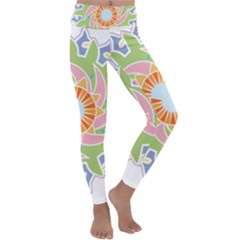 Abstract Flower Mandala Kids  Lightweight Velour Classic Yoga Leggings by Alisyart