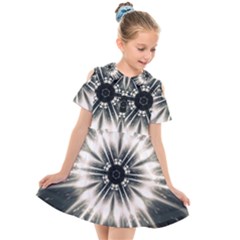 Abstract Fractal Space Kids  Short Sleeve Shirt Dress