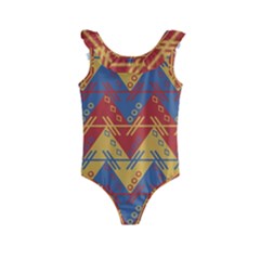 Aztec South American Pattern Zig Kids  Frill Swimsuit