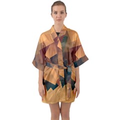 Background Triangle Quarter Sleeve Kimono Robe