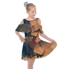 Background Triangle Kids  Shoulder Cutout Chiffon Dress