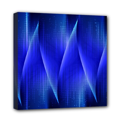 Audio Sound Soundwaves Art Blue Mini Canvas 8  X 8  (stretched)